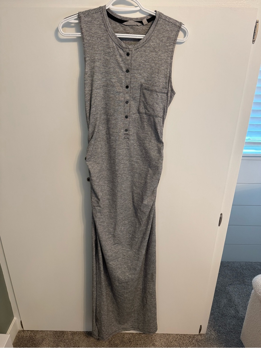 Athleta Heather Gray Sleeveless Maxi Henley Dress XS
